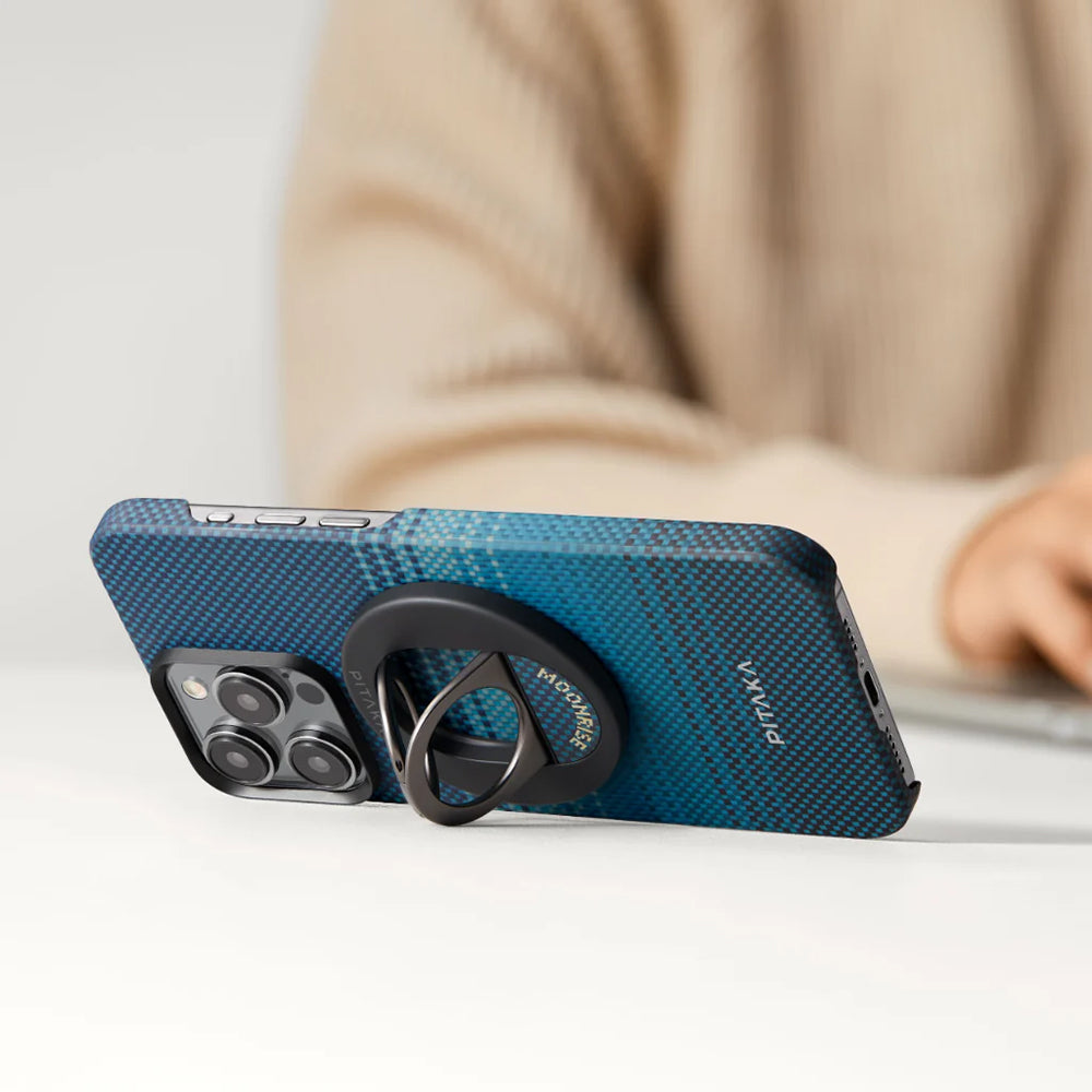 Pitaka Tactile Woven Sunset-Moonrise Serisi iPhone 16 Pro M-safe Şarj Özellikli Grip 3 Standlı Aramid Fiber Moonrise Kılıf Pitaka Tactile Woven Sunset-Moonrise Serisi iPhone 16 Pro M-safe Şarj Özellikli Grip 3 Standlı Aramid Fiber Moonrise Kılıf